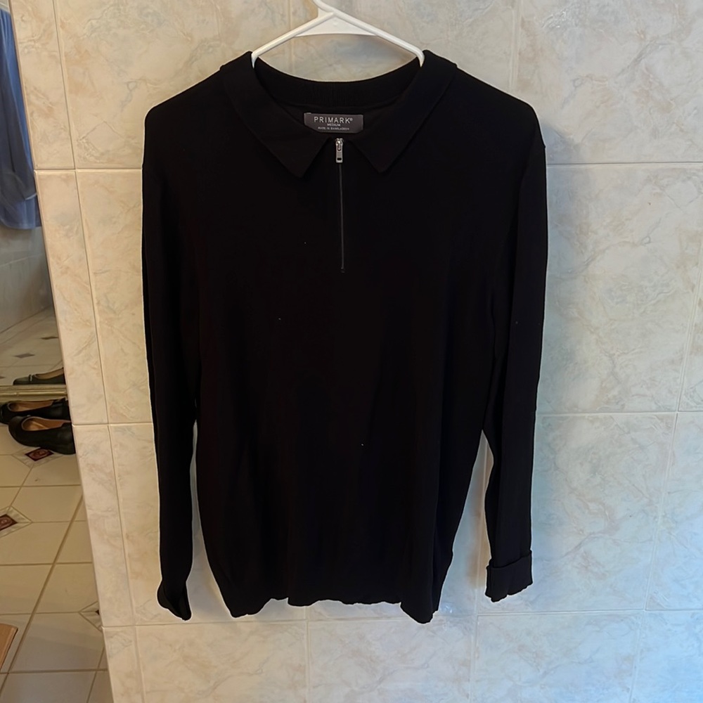 Black collared long sleeve shirt